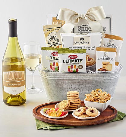 Delightful White Wine Gift Basket